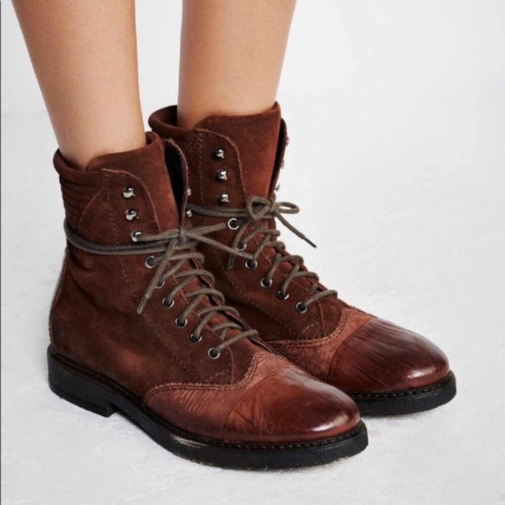 FREE PEOPLE Brown Combat Boots